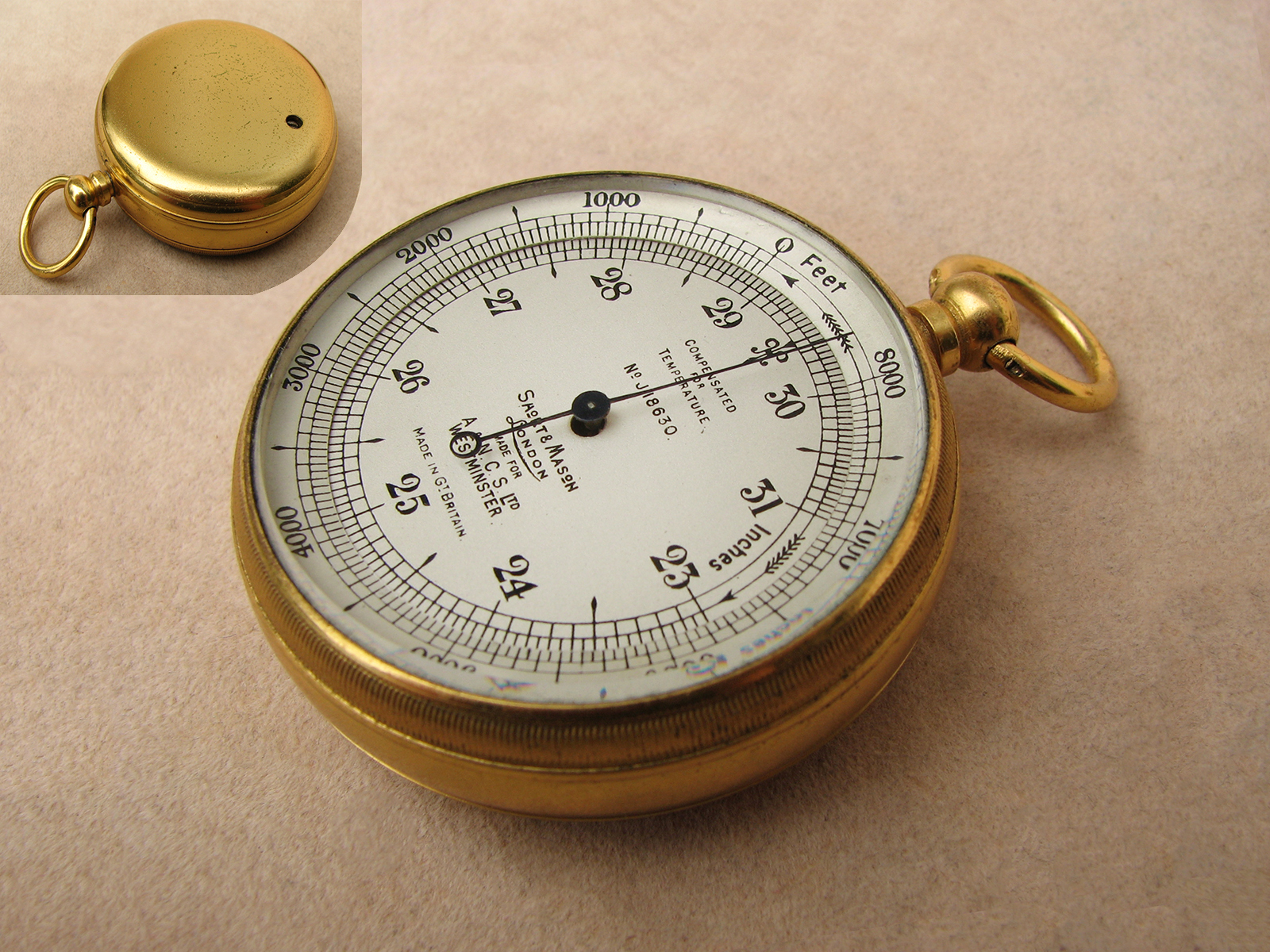 Edwardian Short & Mason pocket barometer & altimeter,
retailed by Army & Navy Co-operative Society